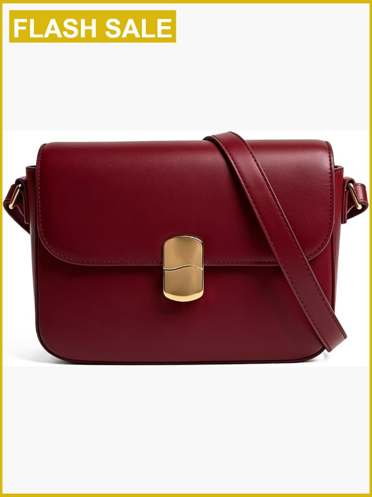 Vegan Leather Crossbody Bag With Flap Closure Adjustable Strap Small Handbag